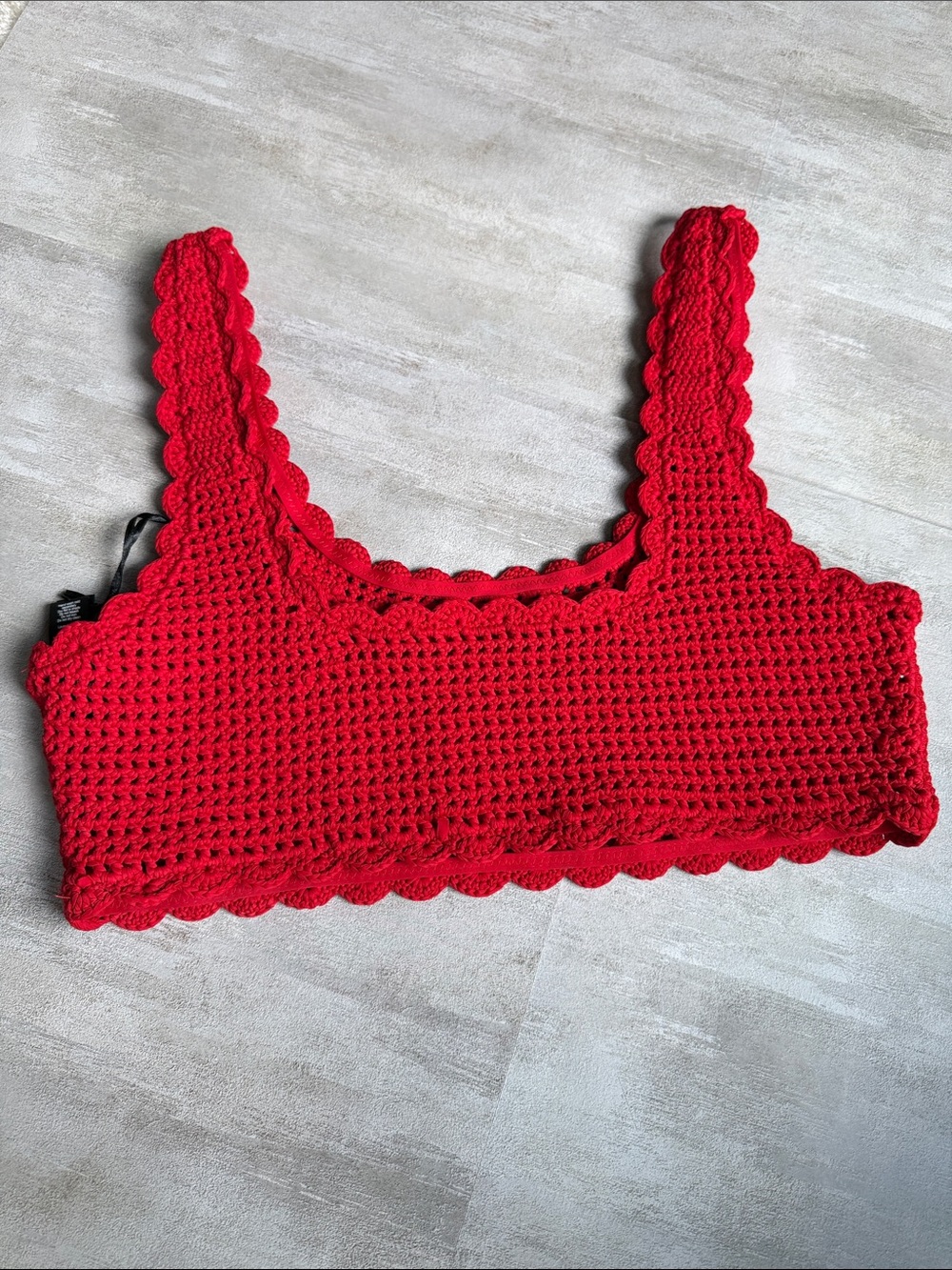 Beach Riot Andy Crochet Swim Top Red  Bikini Top Sz L NWT $138 - Picture 7 of 8